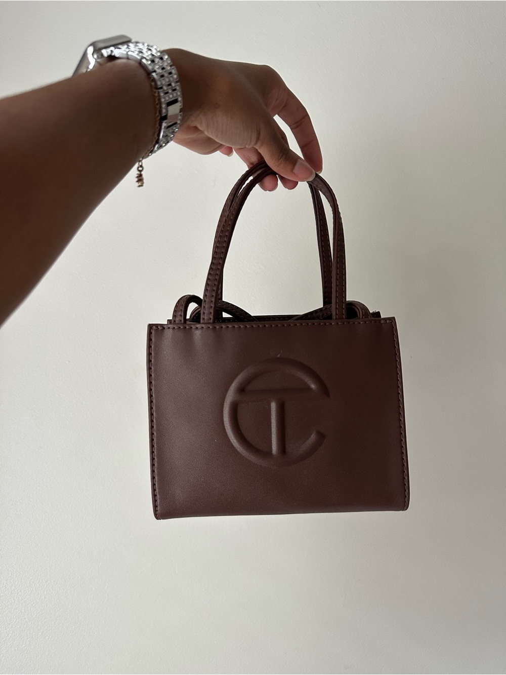 Telfar Mini Tote in Deep Brown Leather